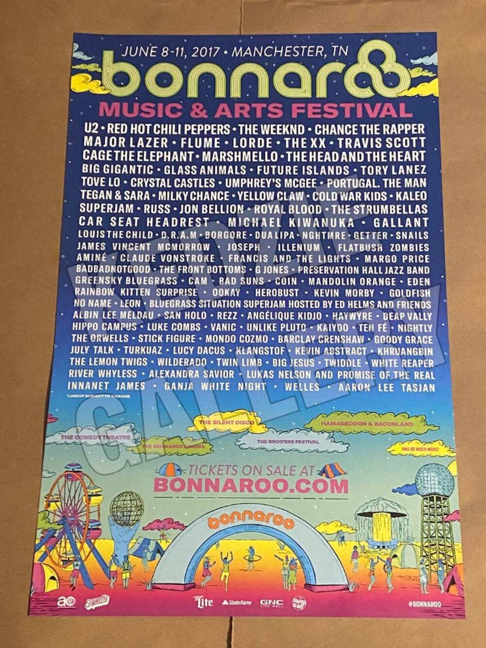 Bonnaroo Music Festival 2017 Record Store Promo Poster U2 Red Hot Chili Peppers